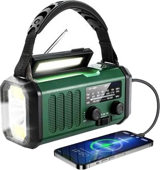 Lippa FM-nødradio med håndsveiv, solcellepanel, kompass og 10000mAh powerbank Grønn Lippa FM-nødradio med håndsveiv, solcellepanel, kompass og 10000mAh powerbank Grønn