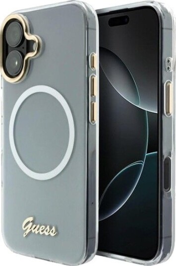 GUESS IML Gradient Script Metal MagSafe Case for iPhone 17 - White