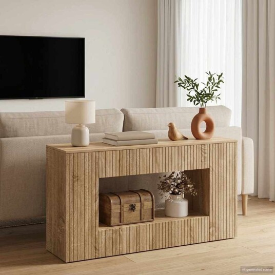 vidaXL Konsollbord Stripete Sonoma eik 101 x 29 x 74 cm Konstruert tre