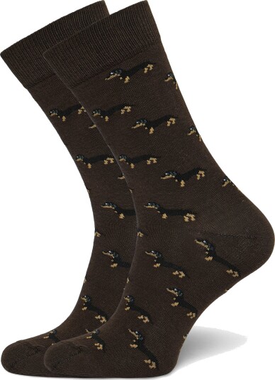 Mango Dog Print Cotton Socks Brown 43 45