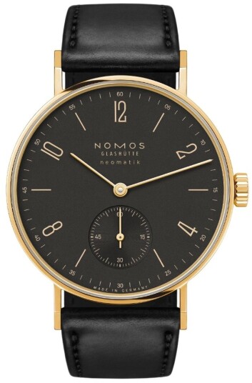 Nomos Glashütte Herreklokke N 163 Tangente Gold Neomatik Sort/Lær Nomos Glashütte Herreklokke N 163 Tangente Gold Neomatik Sort/Lær