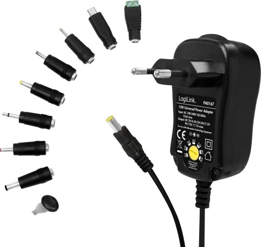 LogiLink Universell Strømadapter 12W 3-12V Innendørs med Justerbar Spenning