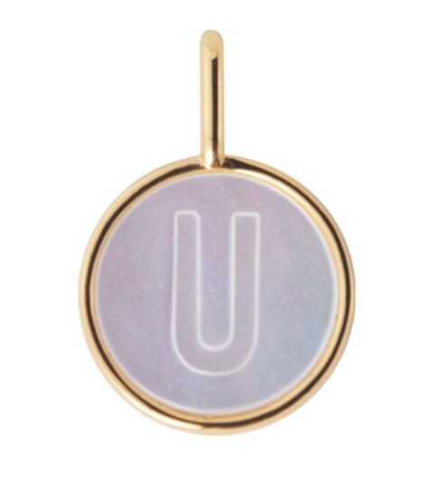 Design Letters Pearl Charm Gold A-Z - Gold - ONE SIZE