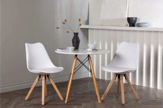 Venture Home Spisegruppe Danburi 60 cm Rund med 2 Zeno Stoler Hvit