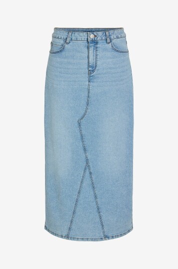 Vila - Denim skjørt viNus HW Midi Denim Skirt - Blå