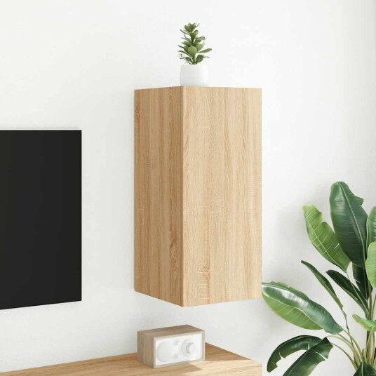 vidaXL Vegghengt TV-benk med LED sonoma eik 30,5x35x70 cm 8721012258204 vidaXL Vegghengt TV-benk med LED sonoma eik 30,5x35x70 cm 8721012258204