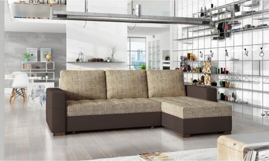 Seksjon Eltap Newark 237x150x90 cm Berlin 03 Soft 66 Beige Mørkebrun