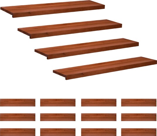 vidaXL Trappetrinn 16 stk. 120 x 30 x 2 cm Brun Massiv bøketre