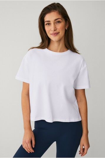 Ellos STUDIO   Trenings t skjorte Boyfriend Tee Cropped   Hvit