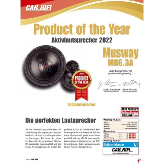 Musway 6½" High End 3-v komponentsett - 6½ komponentsett MG 125/250W