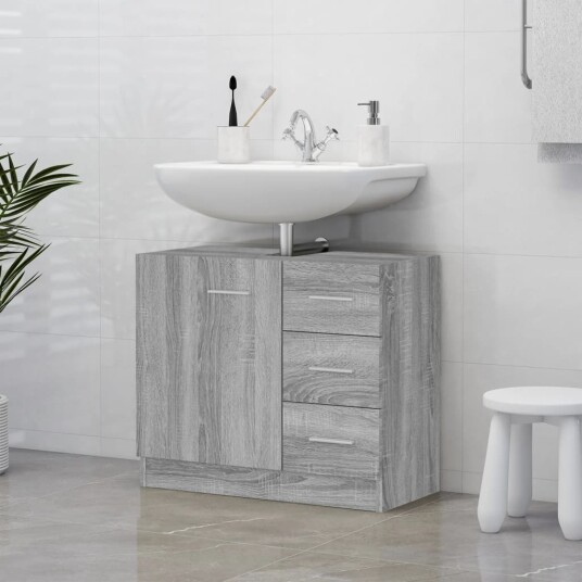 vidaXL Servantskap grå sonoma 63x30x54 cm konstruert tre vidaXL Servantskap grå sonoma 63x30x54 cm konstruert tre