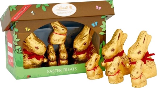 Gavepakke med Lindt Gullkanin Sjokoladefigurer 130 gram