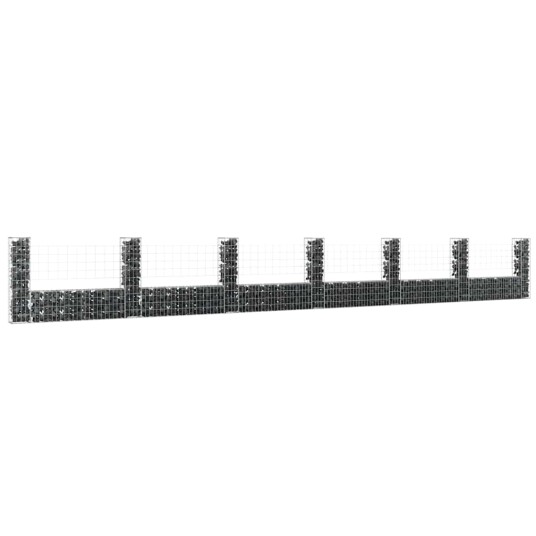 Gabionkurv u formet med 7 stolper jern 740x20x100 cm