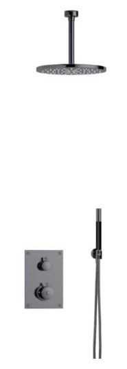 Tapwell Box7268 Takdusj Innbygging - Takmontert Black Chrome / 200mm Ø300mm (TA-9424962)