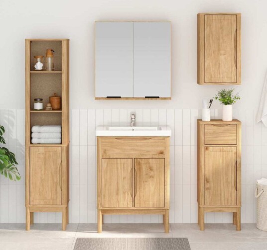 Baderomsskap FLORO Vokset Brun 35 x 30 x 90 cm Massiv furu Baderomsskap FLORO Vokset Brun 35 x 30 x 90 cm Massiv furu