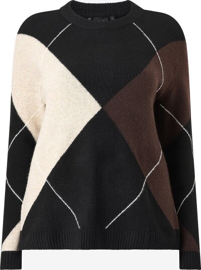 Zizzi Genser Malma L/S Argyle Pullover Svart