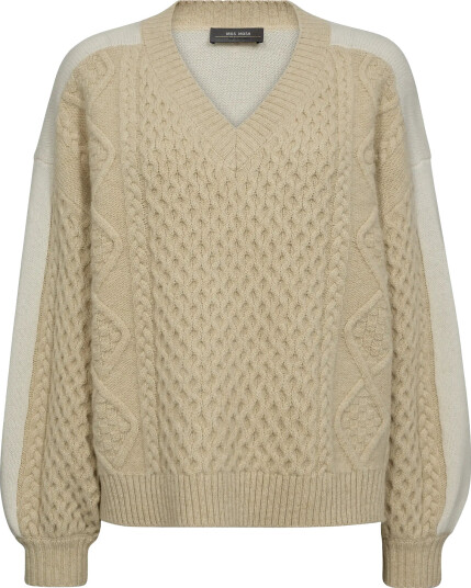 MOS MOSH Mmbeth Ottili V-Neck Knit - Cream - M MOS MOSH Mmbeth Ottili V-Neck Knit - Cream - M