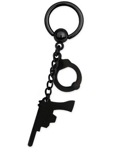 Black Gun & Cuffs BCR Piercing Strl 1.6 x 10 mm