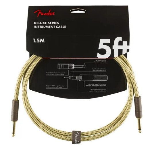 Fender Deluxe Series Instruments Cable Straight/straight 5' Tweed Fender Deluxe Series Instruments Cable Straight/straight 5' Tweed