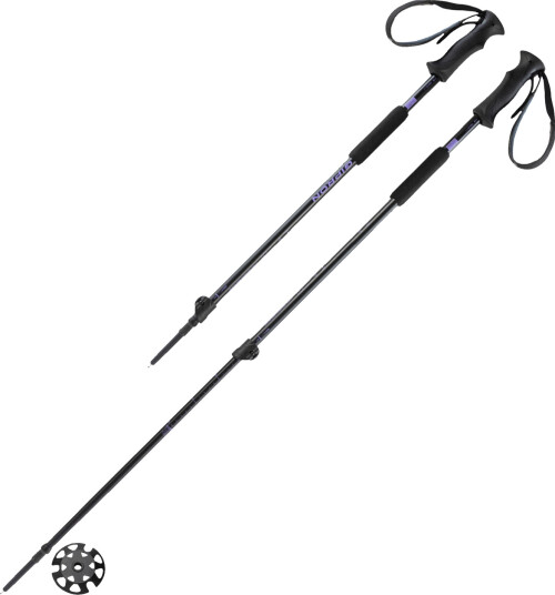 Gipron  Amethyst, 2-delt toppturstav, Sort/Lilla + Ny Farge, 95-145 cm