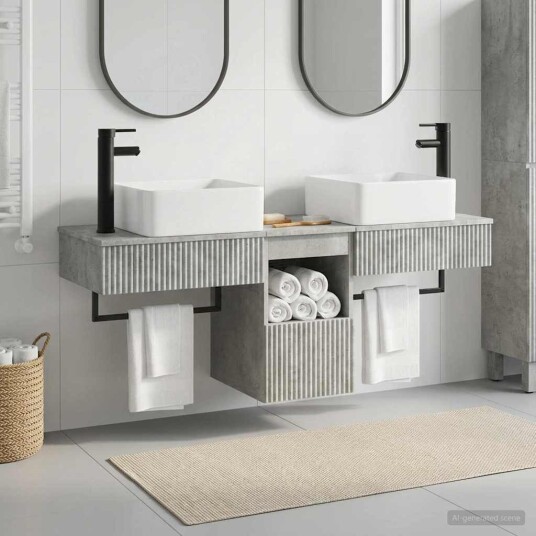 vidaXL Baderomsskapsett 3 stk. Betonggrå 53 x 35 x 39 cm