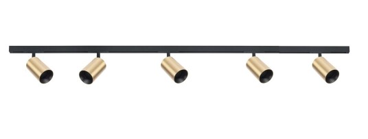 Antidark Designline Tube Pro komplett 2 meter spotskinne med 5 spotter GU10 - Svart/Messing