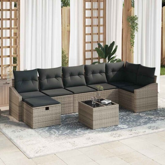 vidaXL Sofa sett 8 stk. polyrotting