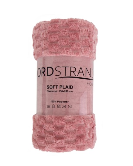 Nordstrand Home Fleece teppe - vaffelstruktur - 150x200 cm - Mykt rosa sofateppe -