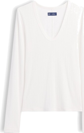 GAP Long Sleeved Rib T Shirt From The Gap Collection FRESH WHITE S