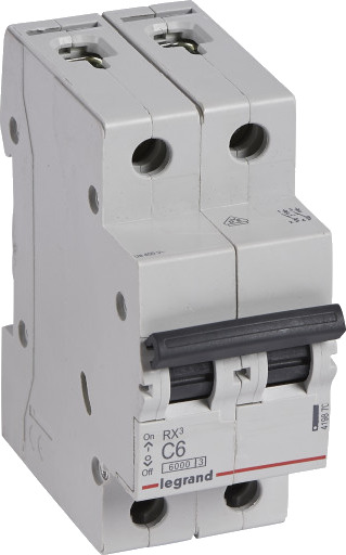 Legrand 6 stk RX³ MCB automatsikring C6 2P 2M 6kA