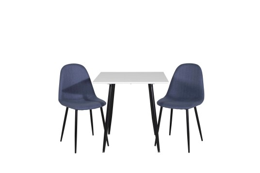 Venture Design Polar & Polar spisegruppe Hvit/blå 2 st stoler & bord 75 x 75 cm