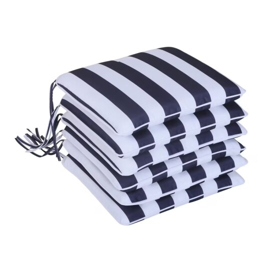 Sett Med 6 Seteputer Stolputer Gulvputer Polyester + Bomullsfiber Blå + Hvit 42X42X5 Cm