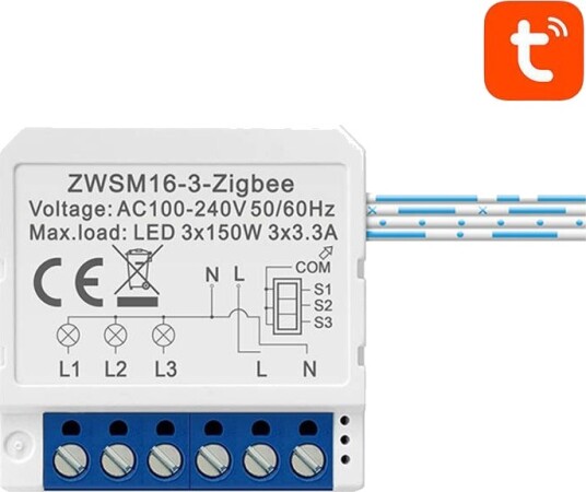 Avatto ZWSM16-W3 Smart Brytermodul (ZigBee/Tuya) 3-kanals