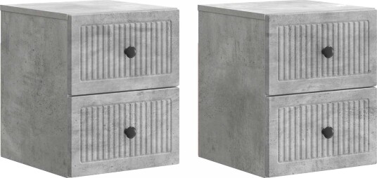  Vegghengt Nattbord med skuff 2 pcs Betonggrå 33 x 34,5 x 40 cm