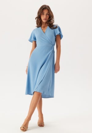 VILA Vilovie S/S Wrap Midi Dress Blissful Blue 36