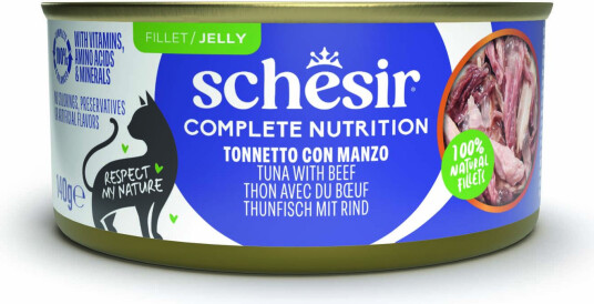 Schesir Våtfôr Complete Nutrition Filet I Gelé Tunfisk Med Okse 24 X 140 G