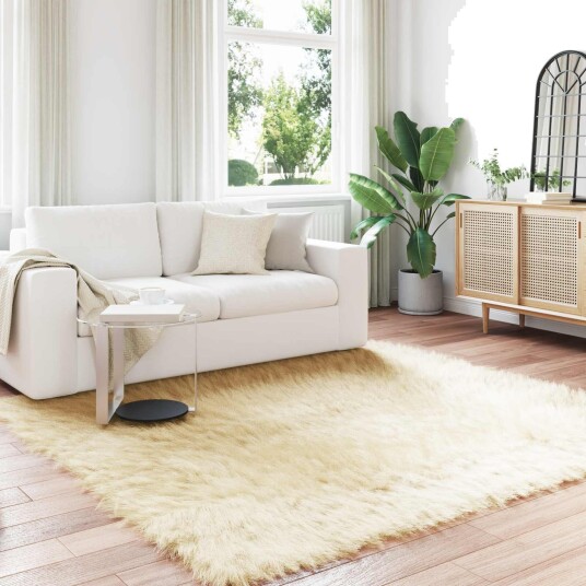 Faux Skinnmatte Tafalla Krem 200 x 200 cm Polyester