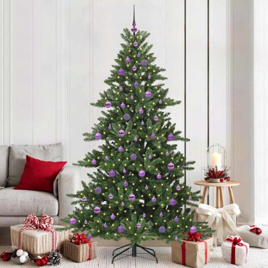  Kunstig sammensatt juletre med 300 LED med stativ 210 cm PVC