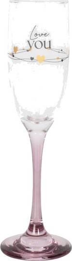 Love You - Champagneglass med Rosa Stett i Gaveeske