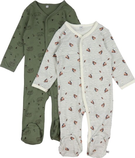Pippi Natt Drakt med knapper 2-pakning Deep Lichen Green 68 Pippi Natt Drakt med knapper 2-pakning Deep Lichen Green 68