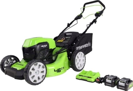 Greenworks 2X24v Batteridrevet Gressklipper 46 Cm G24x2lm46spk4x Inkl. Dual Lader + 2×4Ah Greenworks 2X24v Batteridrevet Gressklipper 46 Cm G24x2lm46spk4x Inkl. Dual Lader + 2×4Ah