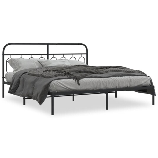 Sengeramme i metall med sengegavl svart 183x213 cm 8721102645921