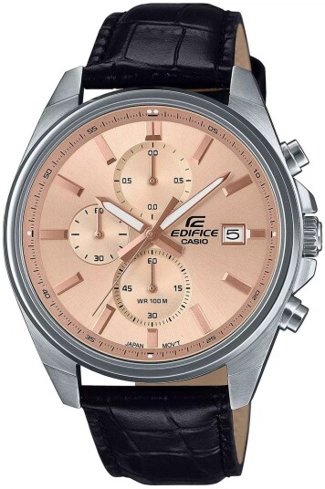 Casio Herreklokke EFV 610EL 5AUEF Edifice Rosegullfarget/Lær Ø44 mm