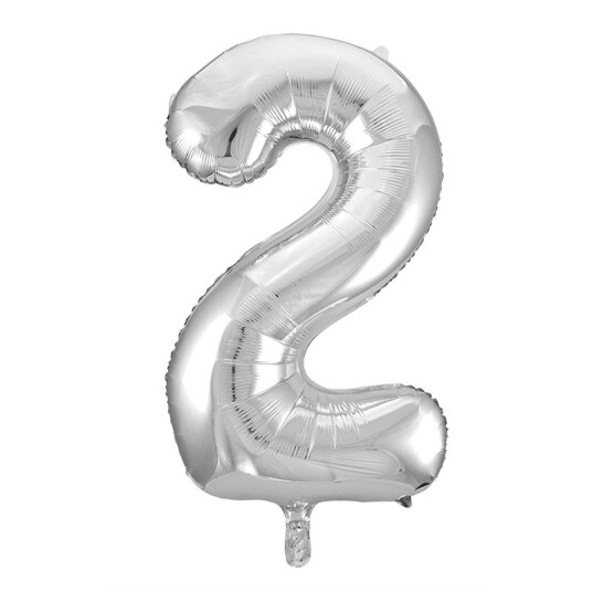 Folie Ballong Sølv 86 cm - Tallet 2 Folie Ballong Sølv 86 cm - Tallet 2