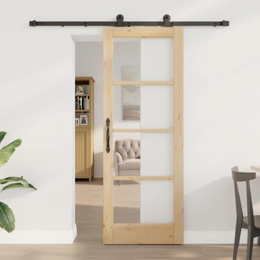 vidaXL Glidedør med Utstyr "ORKDAL"Solid Tre & Glass