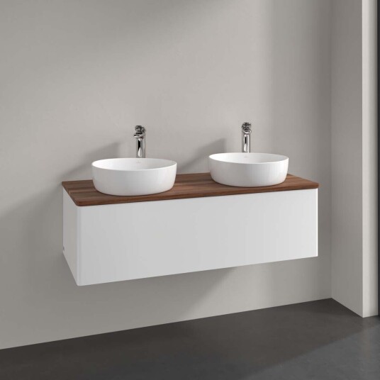 Villeroy & Boch Antao Servantskap med 1 skuff 120x50x36 cm u/lys Hvit Matt/Valnøtt
