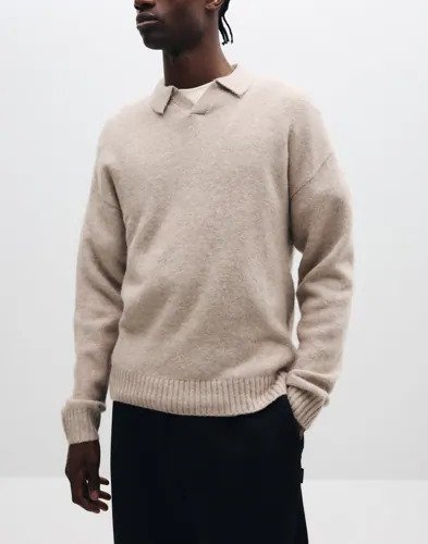 Jack & Jones Jjesoho Ollie Knit Split Neck Sn Langermet poloskjorte Beige
