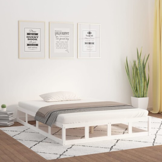 vidaXL Sengeramme hvit 135x190 cm 4FT6 Double heltre