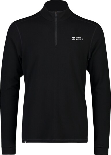 Mons Royale Cascade Merino Base Layer 1/4 Zip Undertrøye Herre Black XXL(56)