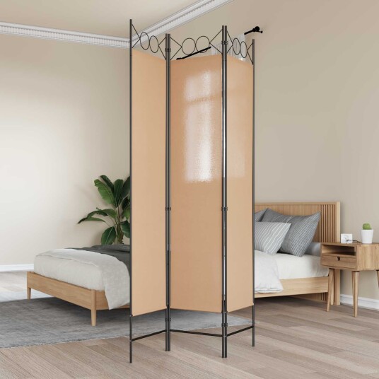 vidaXL 3-panel romdeler Beige 120 x 200 cm Stoff